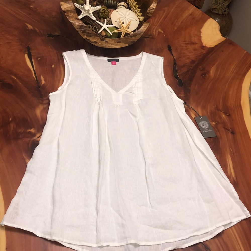 Vince Camuto Pintuck Linen Top